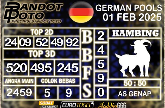 Prediksi Togel German Pools 01 FEBRUARY 2025