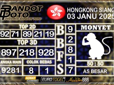 Prediksi Togel HK Siang 03 JANUARY 2025