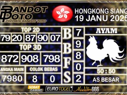 Prediksi Togel HK Siang 19 JANUARY 2025