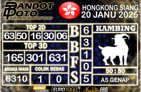 Prediksi Togel HK Siang 20 JANUARY 2025