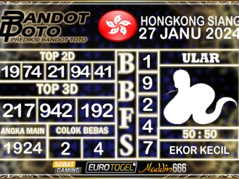 Prediksi Togel HK Siang 27 JANUARY 2025