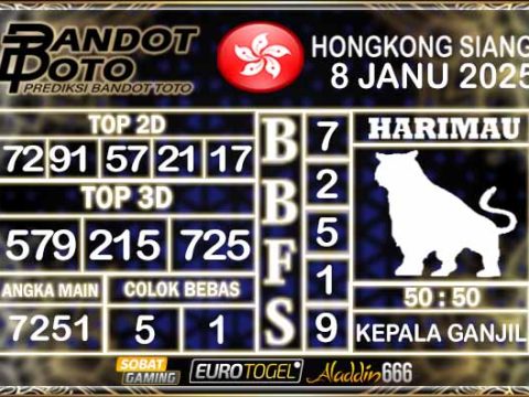 Prediksi Togel HK Siang 08 JANUARY 2025