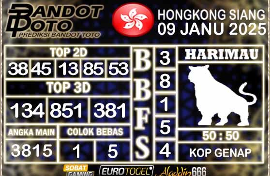 Prediksi Togel HK Siang 09 JANUARY 2025