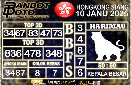 Prediksi Togel HK Siang 10 JANUARY 2025