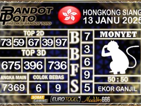 Prediksi Togel HK Siang 13 JANUARY 2025