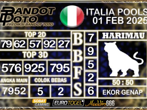 Prediksi Togel Italia Pools 01 FEBRUARY 2025