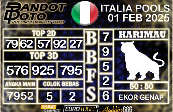 Prediksi Togel Italia Pools 01 FEBRUARY 2025