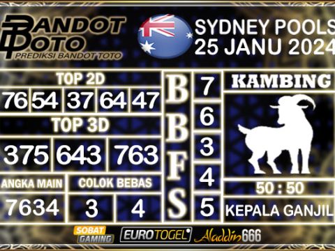 Prediksi Togel Sydney Pools 25 JANUARY 2025