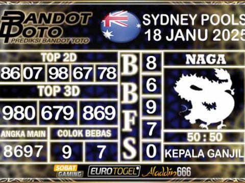 Prediksi Togel Sydney Pools 18 JANUARY 2025