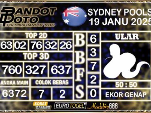 Prediksi Togel Sydney Pools 19 JANUARY 2025