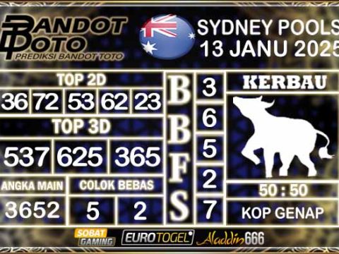 Prediksi Togel Sydney Pools 13 JANUARY 2025