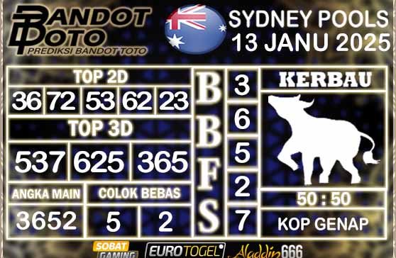 Prediksi Togel Sydney Pools 13 JANUARY 2025
