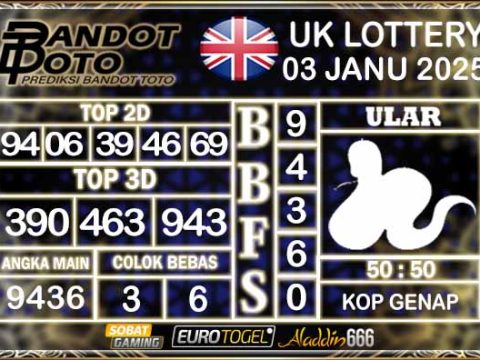 Prediksi Togel UK6D Lottery 03 JANUARY 2025