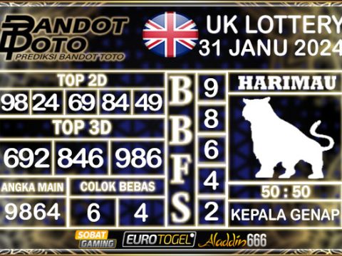 Prediksi Togel UK6D Lottery 31 JANUARY 2025