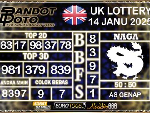 Prediksi Togel UK6D Lottery 14 JANUARY 2025
