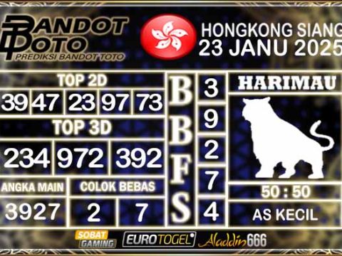 Prediksi Togel HK Siang 23 JANUARY 2025