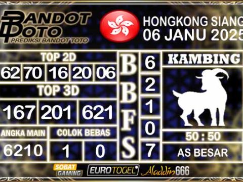 Prediksi Togel HK Siang 06 JANUARY 2025