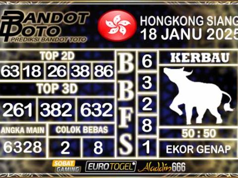 Prediksi Togel HK Siang 18 JANUARY 2025