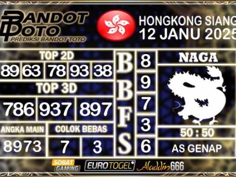 Prediksi Togel HK Siang 12 JANUARY 2025