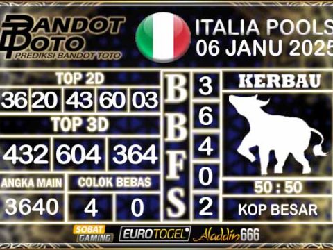 Prediksi Togel Italia Pools 06 JANUARY 2025