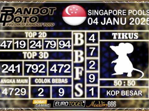 Prediksi Togel Singapore Pools 04 JANUARY 2025