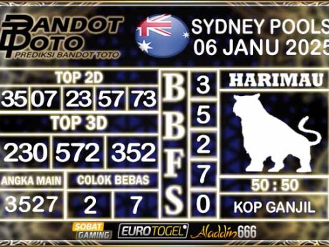 Prediksi Togel Sydney Pools 06 JANUARY 2025