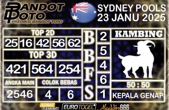 Prediksi Togel Sydney Pools 23 JANUARY 2025