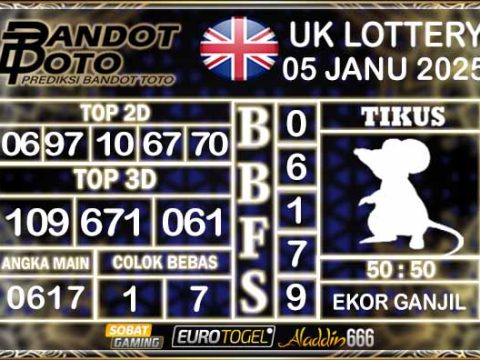 Prediksi Togel UK6D Lottery 05 JANUARY 2025