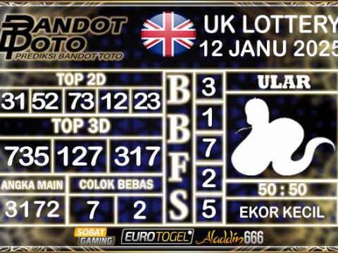 Prediksi Togel UK6D Lottery 12 JANUARY 2025